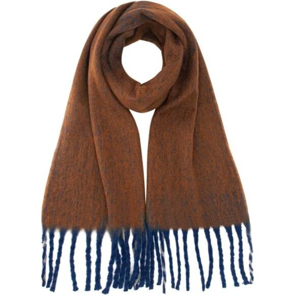 Chunky Scarf Fluffy Warps for Women Camel Blue - Picture 1 of 7